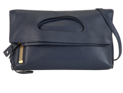 Alix Fold Over Clutch, Leather, Blue, MII, S/K/CL/L, 2*